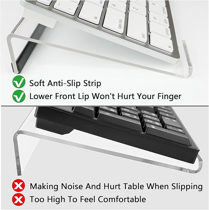 Egchi Small Computer Keyboard Stand, 11.8 x 5.1 Inch- Keyboard Tray for 78 Keys Keyboard, Acrylic Keyboard Riser Lift for Desk, keyboard Holder for Mini Computer Keyboard & Apple Magic Keyboard -Clear