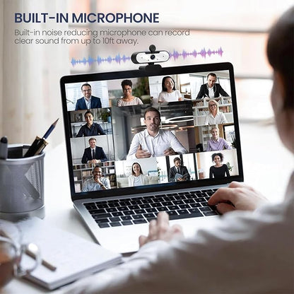 USB HD 1080P Video Webcam and Wide Angle Camera with Built-in Microphone and Rotatable Tripod,for Laptop Computer or Desktop PC,Great for Live Streaming.Calls.Video Conferencing(White)