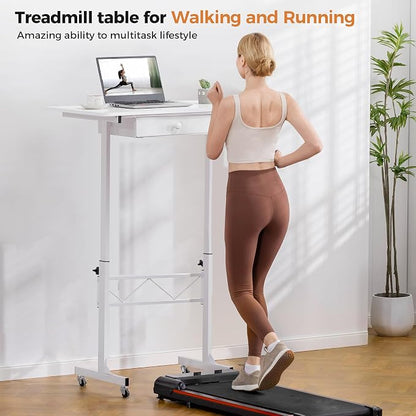 GTPLAYER Small Standing Desk Adjustable Height Small Computer Desk Mobile Portable Rolling Laptop Table with Wheels 32" Computer Workstation Sit Stand Desks Portable Standing Table Treadmill desks