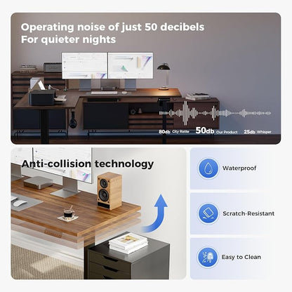 Agilestic Electric L Shaped Standing Desk 63 x 48 Inch with Power Outlet, Height Adjustable Corner Stand up Desk with Cable Management,Sit Stand Home Office Workstation with Splice Board, Dark Walnut