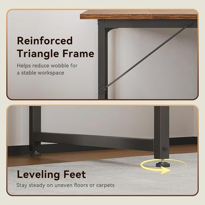 Coleshome 79 Inch Large Computer Desk with Power Outlet, Extra Long Desk for Home Office & Gaming, Spacious Writing Table for Study and Crafting, Rustic Brown