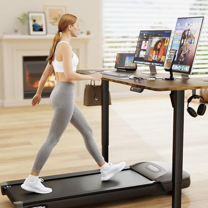Furmax Electric Standing Desk, 63 x 24 Inches Sit Stand up Desk, Sit Stand Height Adjustable Home Office Desk with 4 Height Position Memory (Rustic Brown, 63)