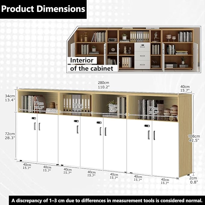 File Cabinet with Password Lock, Wood Lateral Filing Cabinet for Letter/A4 Files, 3 Drawer with Door, Printer Stand with Open Shelves for Home Office