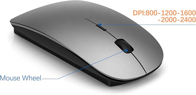 Wireless Keyboard and Mouse Ultra Slim Combo, TopMate 2.4G Silent Compact USB 2400DPI Mouse and Scissor Switch Keyboard Set with Cover, Batteries Included, for PC/Laptop/Windows/Mac - Gray Black