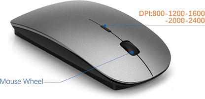 Wireless Keyboard and Mouse Ultra Slim Combo, TopMate 2.4G Silent Compact USB 2400DPI Mouse and Scissor Switch Keyboard Set with Cover, Batteries Included, for PC/Laptop/Windows/Mac - Gray Black