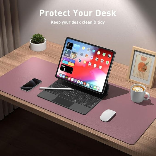 Bloss Leather Desk Pad Protector, Mouse Pad, Office Desk Mat, 31.5" x 15.7" Non-Slip PU Leather Desk Blotter, Laptop Desk Pad, Waterproof DeskWriting Pad for Office and Home (Dark Red)
