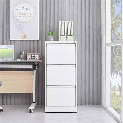 3 Drawer Vertical File Cabinet with Lock, Narrow Metal Steel Storage Cabinet for Home Office, Fits A4, Legal & Letter Size Files, Assembly Required