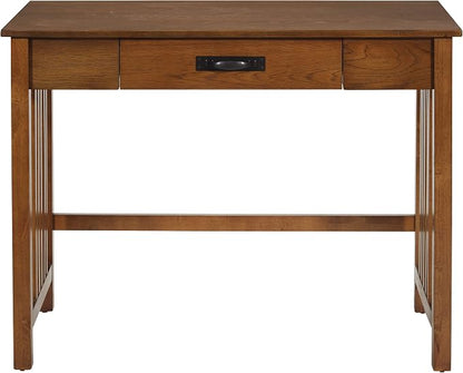 OSP Home Furnishings Sierra Writing Desk with Pull-Out Drawer and Mission Style Side Panels, Ash Brown