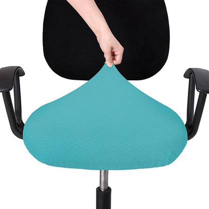 Smiry Stretch Jacquard Office Computer Chair Seat Covers, Removable Washable Anti-dust Desk Chair Seat Cushion Protectors - Aqua