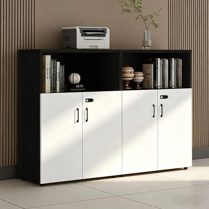 File Cabinet with Password Lock, Wood Lateral Filing Cabinet for Letter/A4 Files, 3 Drawer with Door, Printer Stand with Open Shelves for Home Office