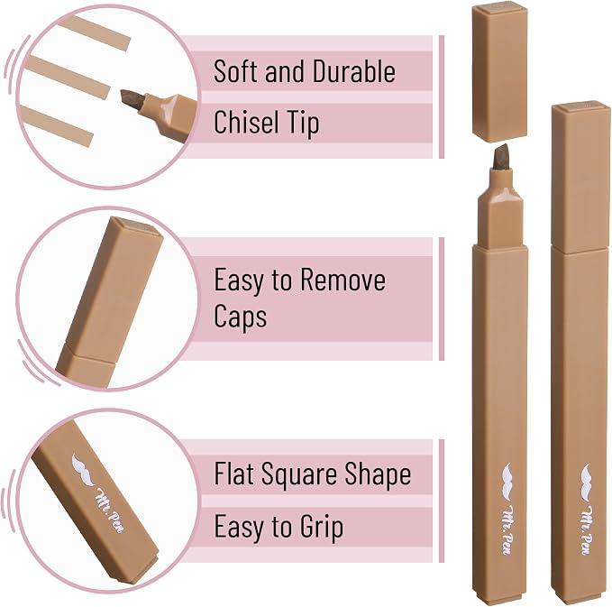 Mr. Pen- Aesthetic Highlighters No Bleed, 8 Pack, Vintage Brown, Chisel Tip | Cute Highlighters Assorted Colors for Journaling, Highlighting, Underlining, Fast Dry, Back to School Supplies