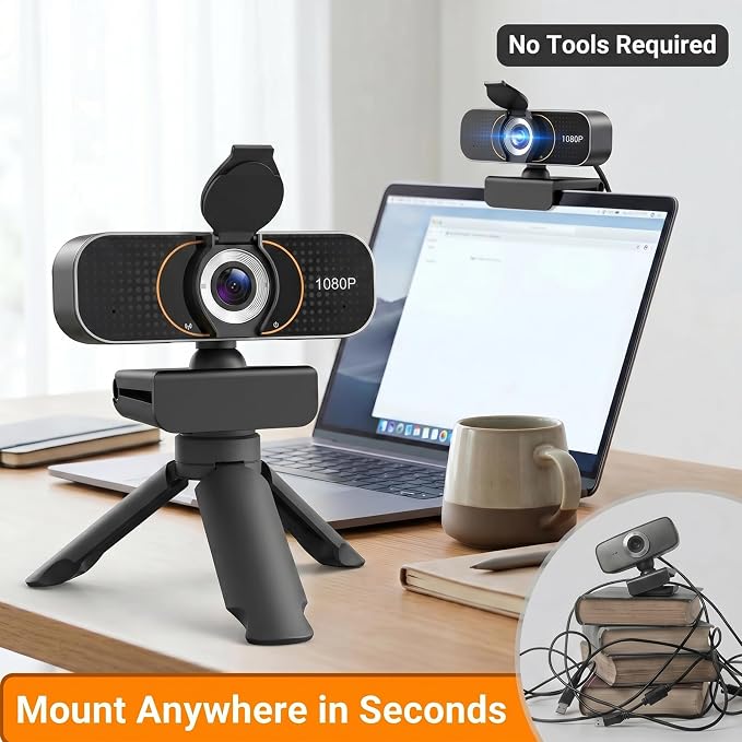 the Webcam for PC that Just Works - Every Time All Platforms | Plug and Play No Driver Needed, Crystal Clear 1080p Full HD, Your Privacy Physically Protected, Mount It Anywhere in Seconds