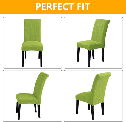 Stretch Chair Covers for Dining Room Set of 8, Removable Washable Dining Room Chair Covers, Dining Chair Slipcovers Seat Protector, Great Decor for Home and Banquet (Apple Green, 8 Pack)