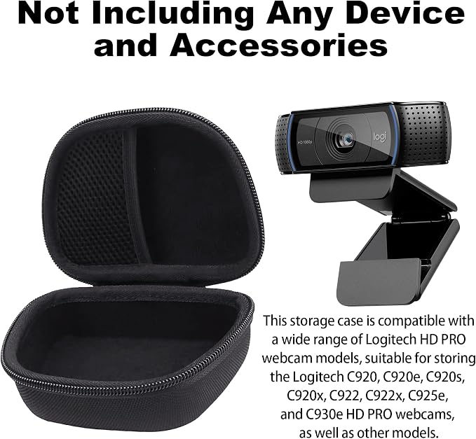 Aenllosi Hard Case Replacement for Logitech HD Pro Webcam fits C920/ C930e/C922 (Black)