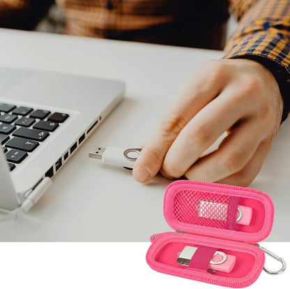 USB Flash Drive Case, SD Card Holder Compatible with Thumb Drive, Memory Cards, SDXC SDHC Storage Bag, Electronic Accessories Organizer for SanDisk for Samsung for Inland (Rose Red)