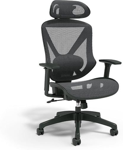 Staples Dexley Ergonomic Task Chair, Mesh, Ergonomic, Lumbar Support, Adjustable Height, Black
