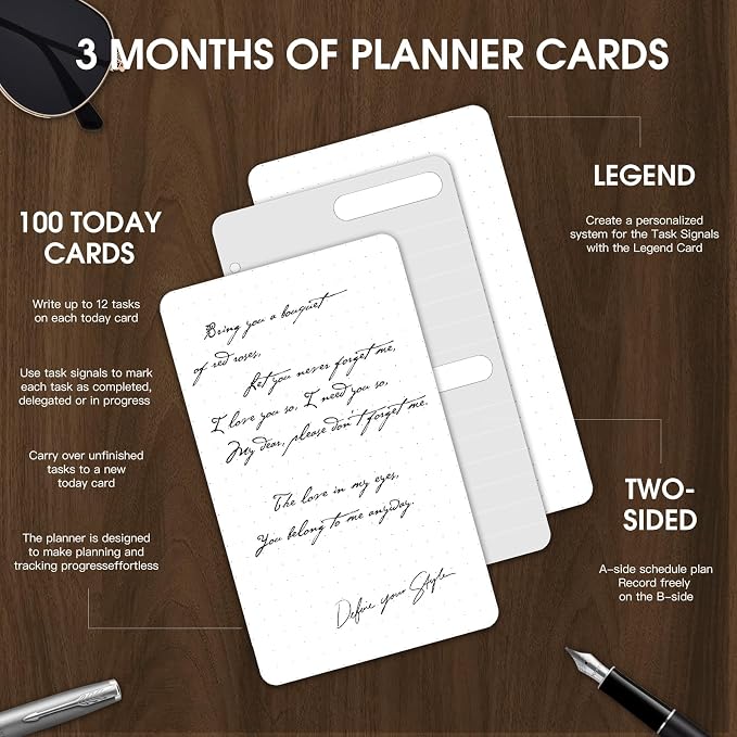 undated daily planner Daily ToDo Checklist Cards desk planner，100 Checklist Cards-Simple and Effective Analog System 2.95"x4.92"(100 Planner Cards)
