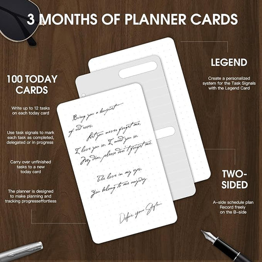 undated daily planner Daily ToDo Checklist Cards desk planner，100 Checklist Cards-Simple and Effective Analog System 2.95"x4.92"(100 Planner Cards)