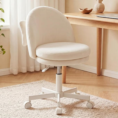 GTPLAYER Velvet Tall Office Chair with Wheels Vanity Chairs with Back, Versatile Height Use: Office to Bar Stools Small Ergonomic Comfy Armlees Computer Desk Chair with Bow Lumbar Pillow for Gift