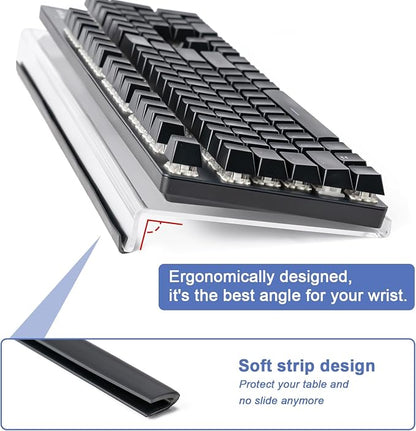 BOOMIBOO Clear Acrylic Tilted Computer Keyboard Holder for Ergonomic Typing, Keyboard Stand with Silicone Anti-Slip Strip, 17 x 5.7 Inch Keyboard Tray for Office Desk, Home, School | Keyboard Stand with Silicone Anti-Slip Strip, 17 x 5.7 Inch Keyboard ...