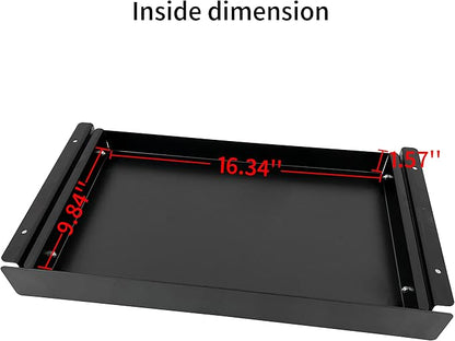 19 inch Slim Under Desk Pull-Out Storage Office Mounted Sliding Metal Drawer for Standing Desk,Black