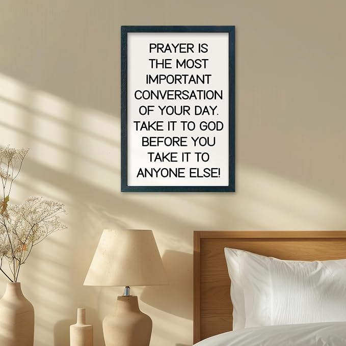 YWJKWLGS Christian Prayer Wall Art, 11x16 Framed, Inspirational Quote for Bedroom