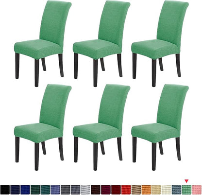 Chair Covers for Dining Room Set of 6, Stretchy Dining Chair Covers, Textured Jacquard Kitchen Chair Slipcovers, Classy Decor for Home and Banquet (Sage, 6 Pack)