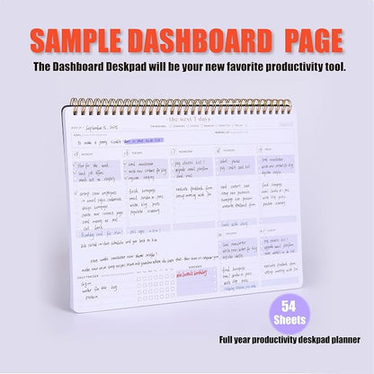 Weekly Planner Notepad-Minimalist 7-Day To Do List, 54 Sheets Dashboard Desktop Planner to Organizes Your Schedule, Set Goals, Track Habits & Daily 3 Priority - Annual Productivity Work Planner