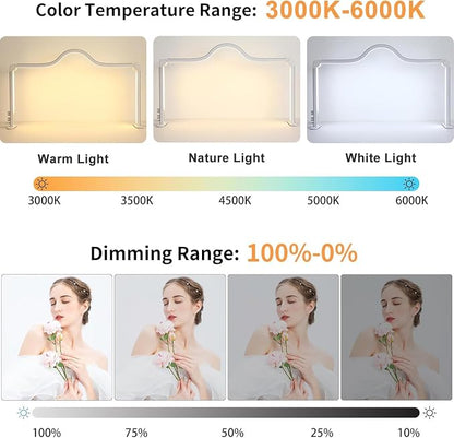 Upgraded Nail Tech Lamp with Dual Phone Holder, 34 in Foldable Large Nail Light for Desk, 3 Modes 3000K-6000K LED Manicure Lamp, Half Moon Light for Lash Eyelash Extension, Tattoo, Eyebrows