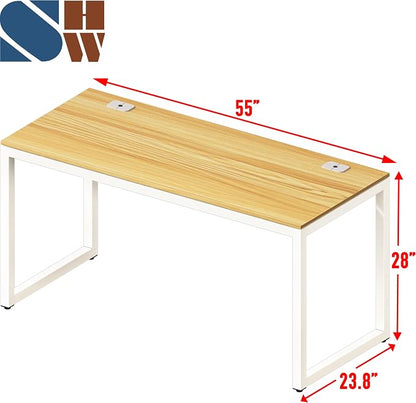 SHW 55-Inch Commercial-Grade Office Computer Desk, Oak