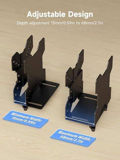 suptek Thin Client Mount Bracket Adjustable Mini PC Mount Bracket,CPU VESA Under Desk and Monitor Arm Computer Holder, Black, ZJJ002