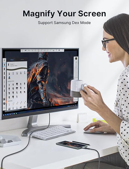 JSAUX USB C to HDMI 2.1 Cable [8K@60Hz,4K@240Hz] 6.6FT, Type C to HDMI Cord Support 48Gbps/HDCP2.3/HDR, Compatible with Thunderbolt 3/4/5,Galaxy S24, ThinkPad, MacBook, iPhone 15, iPad Pro