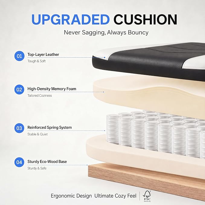 Desk Computer Gaming Chair - High Back Ergonomic Office Chair with Footrest and Lumbar Support, Swivel Comfy Home Gamer Video Game Chairs with Pocket Spring Cushion for Adults (White Leather)