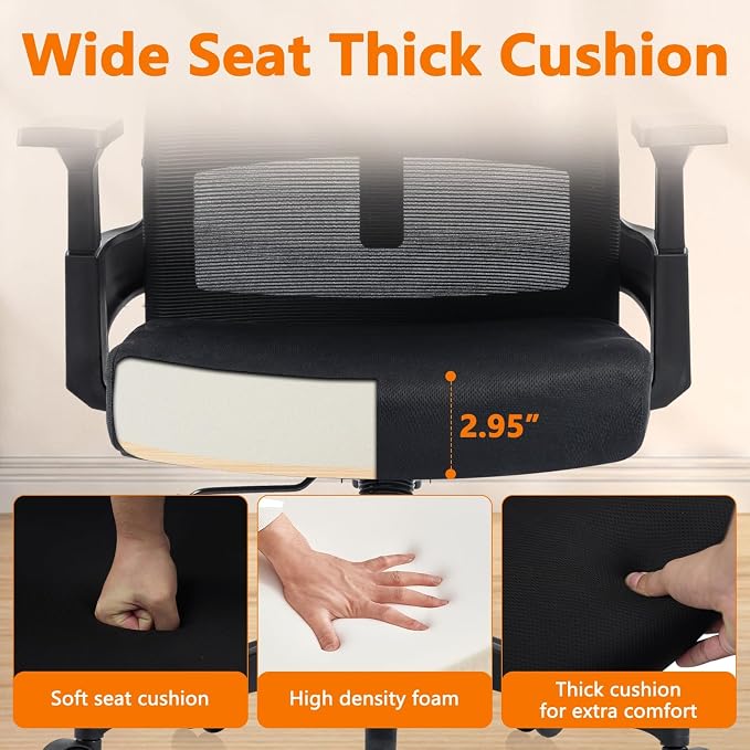 CLATINA 500lbs Big and Tall Office Chair Heavy Duty Mesh Ergonomic Computer Chairs with Adjustable Lumbar Support and Wide Comfy Seat for Home Office Conference Heavy People, Black, 10 Pack