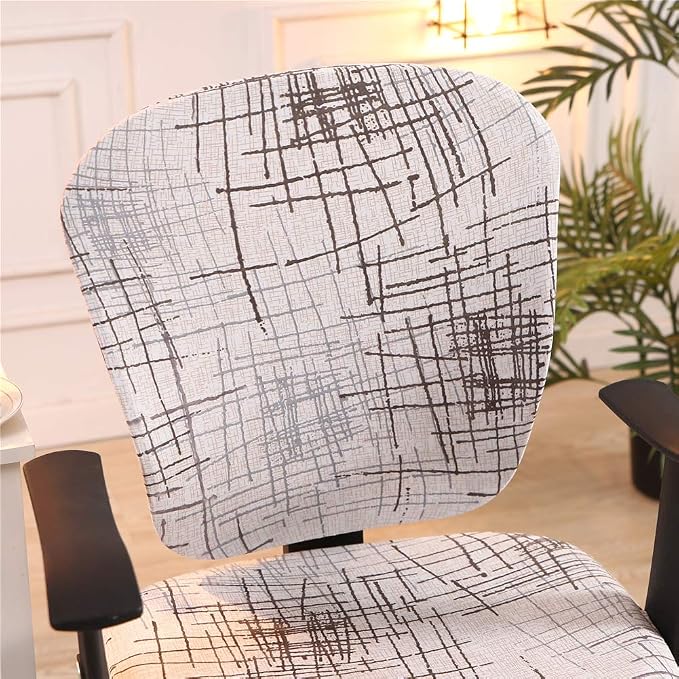 Jinzio Computer Office Chair Cover - Split Protective & Stretchable Cloth Polyester Universal Desk Task Chair Chair Covers Stretch Rotating Chair Slipcover, Misty Grey