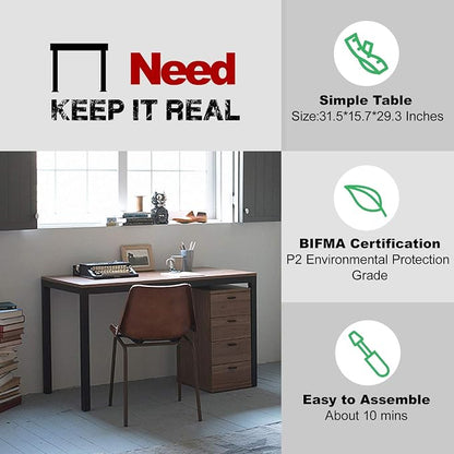 Need Small Computer Desk 31-1/2" Sturdy and Heavy Duty Writing Desk for Small Spaces and Small Desk Study Table Laptop Desk- AC3BB-80-40