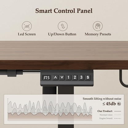 Klicelor L Shaped Standing Desk 63 x 48 Inch, Electric Height Adjustable Corner Desk for Home Office Workstation, Ergonomic Sit Stand Computer Table with Memory Controller, Dark Walnut