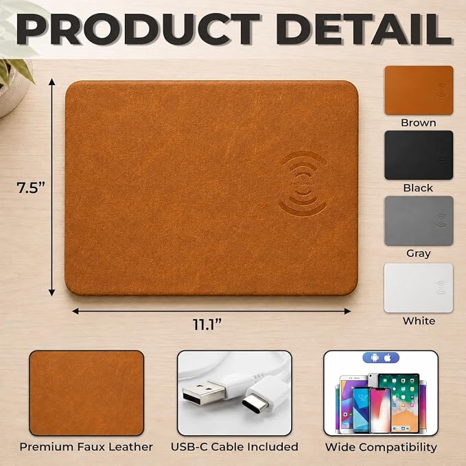 Personalized Leather Charging Mat, My Favorite People Call Me Grandpa Dad Wireless Charging Desk Mat, Custom Dad Gift from Kids, Fathers Day Gift for Dad, Papa, Grandpa, Daddy 6