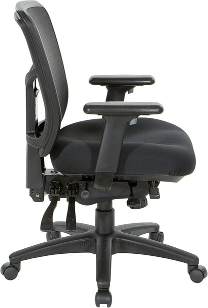 Office Star ProGrid Breathable Mesh Manager's Office Chair with Adjustable Seat Height, Multi-Function Tilt Control and Seat Slider, Mid Back, Coal FreeFlex Fabric
