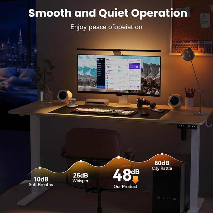 WALKINGDESK 40x24 Inches Height Adjustable Electric Standing Desk with 2 Hooks for Home Office, Ergonomic Sit Stand up Desk with Splice Board, Oak