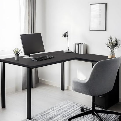 Kaboon 45x20 inch Black Table Top Universal, Solid One-Piece Desktop, Reversible Melamine Countertop, Double Desks, L-Desk DIY