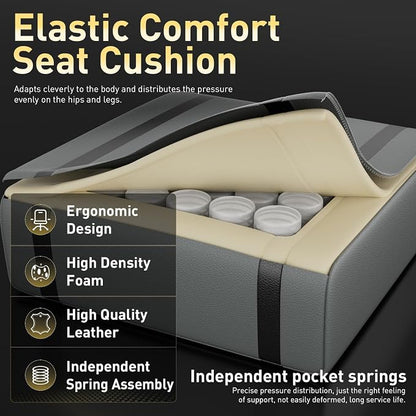 HLDIRECT Gaming Chair, Ergonomic Video Game Seat with 360° Swivel & Lumbar Massage, Computer Chair PU Leather Cushion for Adults Home/Office Use (Black & Grey)