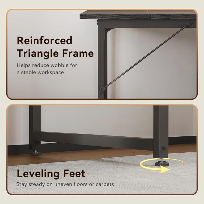 Coleshome 79 Inch Large Computer Desk with Power Outlet, Extra Long Desk for Home Office & Gaming, Spacious Writing Table for Study and Crafting, Black