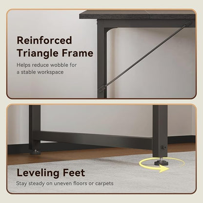 Coleshome 79 Inch Large Computer Desk with Power Outlet, Extra Long Desk for Home Office & Gaming, Spacious Writing Table for Study and Crafting, Black