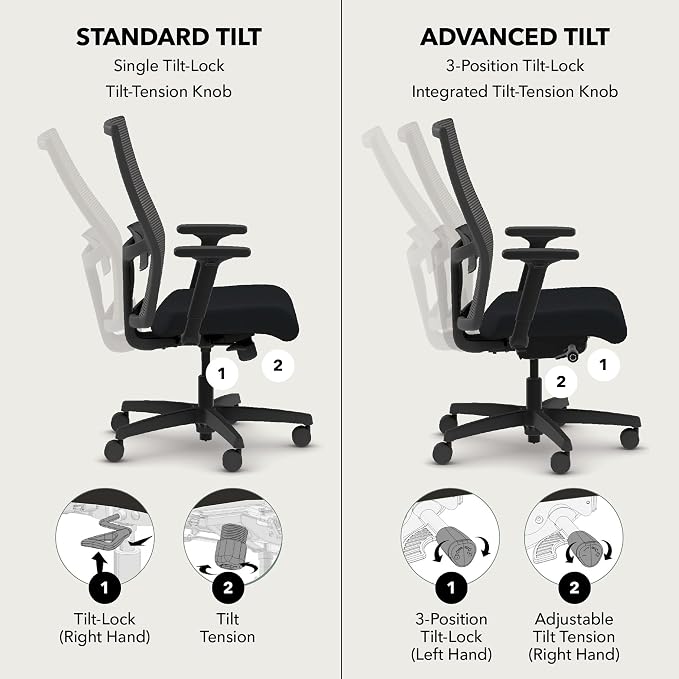 HON Ignition 2.0 Mid Back Task Chair, Spectrum Mesh, Advanced Synchro-Tilt Control, Office Chair with Lumbar Support, Height and Width Adjustable Arms, Titanium Frame, Quicksand