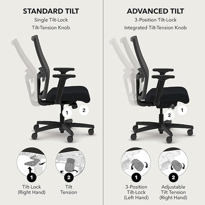 HON Ignition 2.0 Mid‑Back Ergonomic Office Chair, Mesh Task Seating with Lumbar Support, Advanced Synchro‑Tilt, Height and Width Adjustable Arms, Titanium Frame, Cobalt