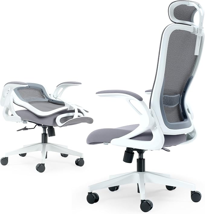 Tervo Model U | Folding Office Chair for Small Spaces | Ergonomic Design with High Rebound Mesh | Computer Desk Chair for Gaming | For Adults & Kids | Foldable & Compact with Flip Up Arms