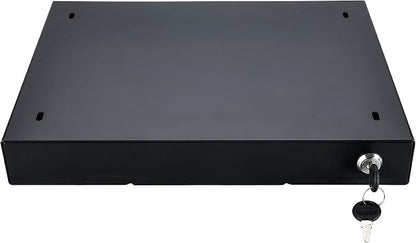 14 inch Slim Under Desk Pull-Out Storage Office Mounted Sliding Metal Drawer For Standing Desk,Black