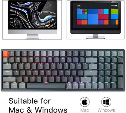 Keychron K4 Bluetooth Wireless Mechanical Keyboard RGB LED Backlit, Hot-swappable Compact 100 Keys USB Wired Computer Gaming Keyboard Aluminum Frame for Mac Windows, Gateron Red Switch