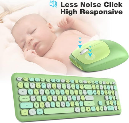 MOFii Wireless Keyboard and Mouse Combo, Computer Full Size Keyboard, 2.4GHz USB Dropout-Free Connection, Cute Wireless Moues for PC/Laptop/Mac Computer